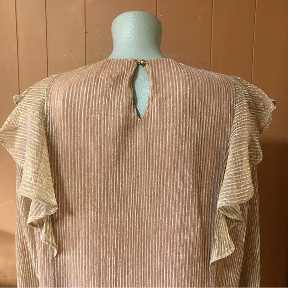 NWT Andree by Unit Blush Metallic Top with Ruffles L - Picture 6 of 9